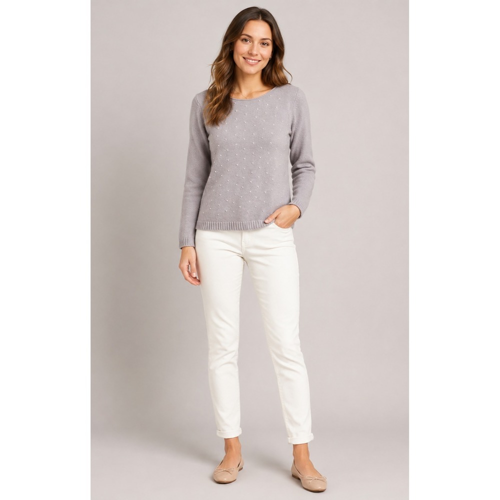 Bendetta B. Sweater Womens S Pink‎ Coquette White Swiss Dot Wool Cashmere Blend